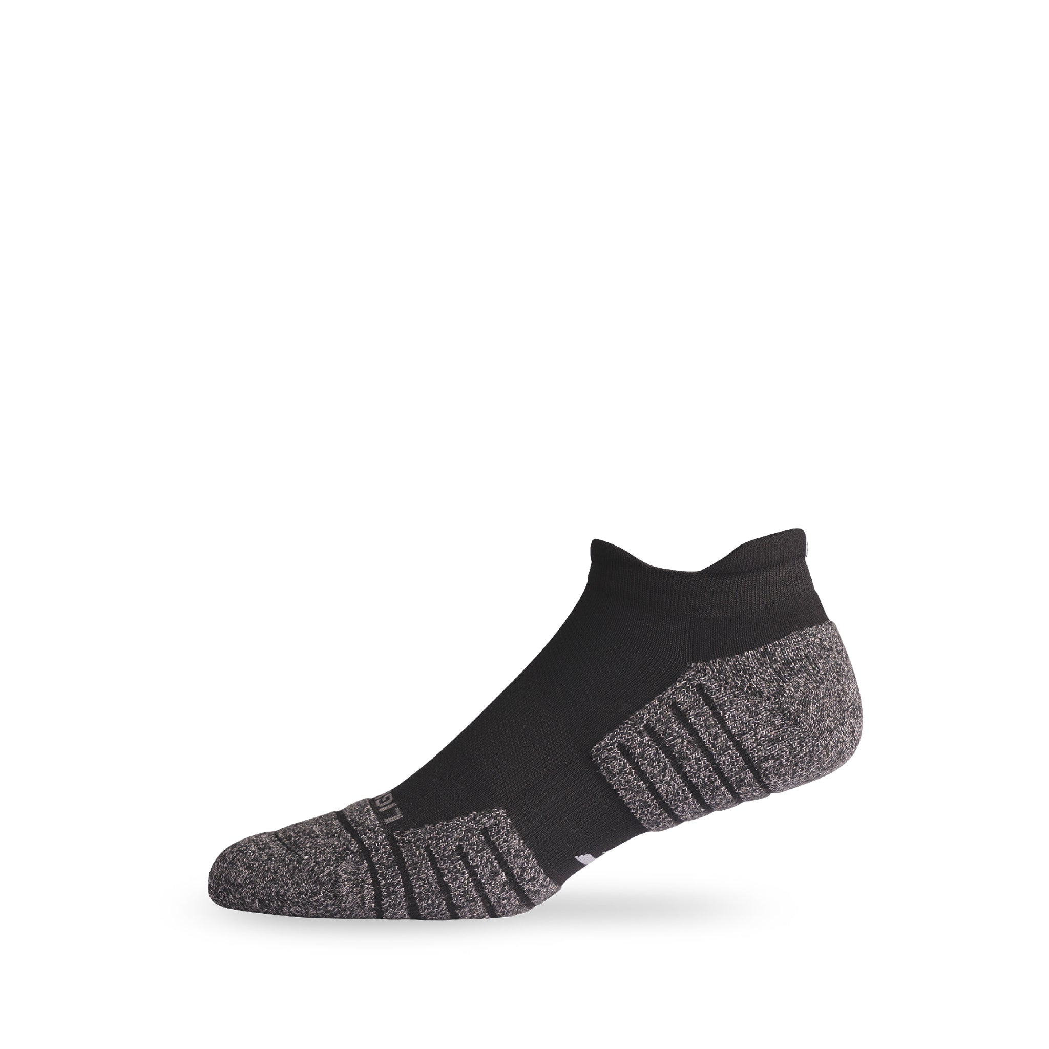 Side view of Lightfeet Performance Black Ankle Sock