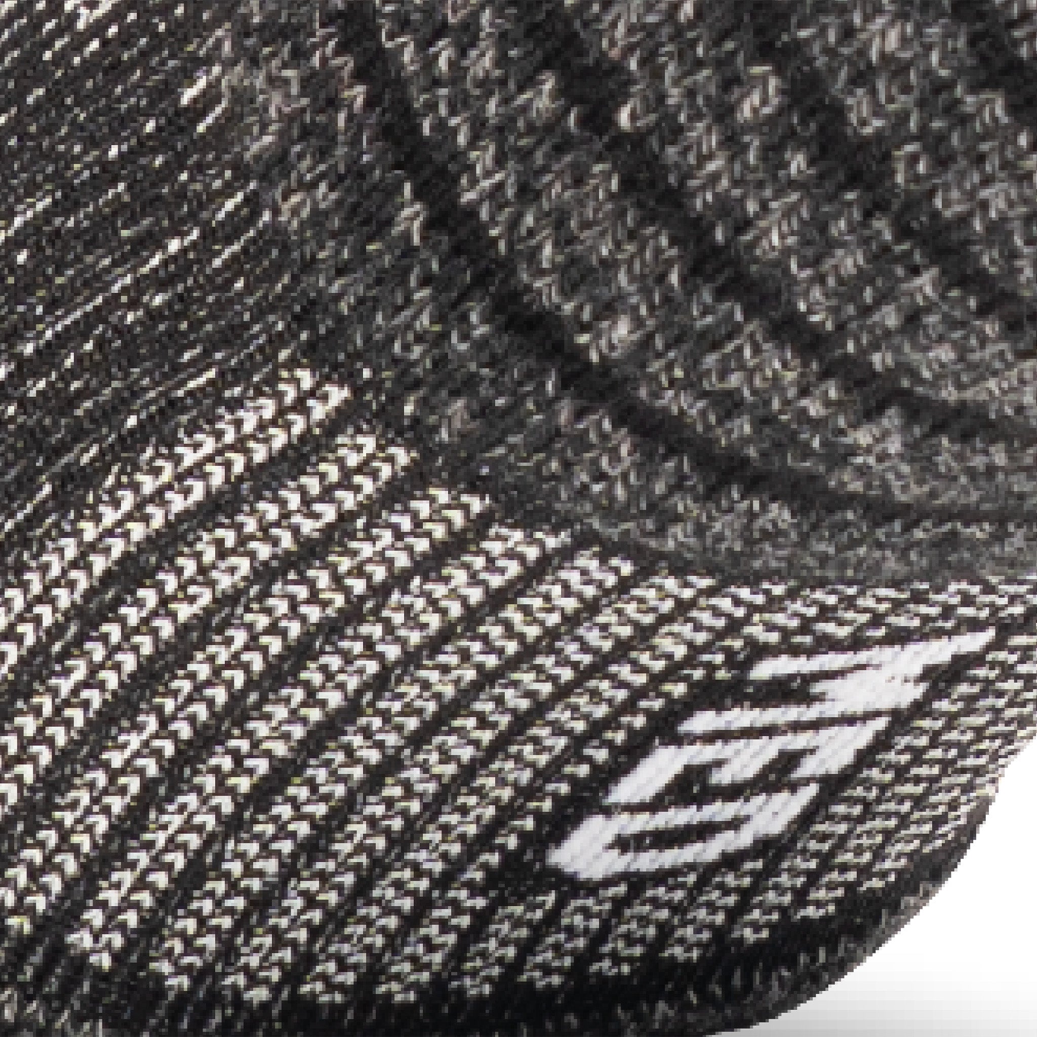 Close up view of elastic arch of Lightfeet Performance Black Ankle Sock