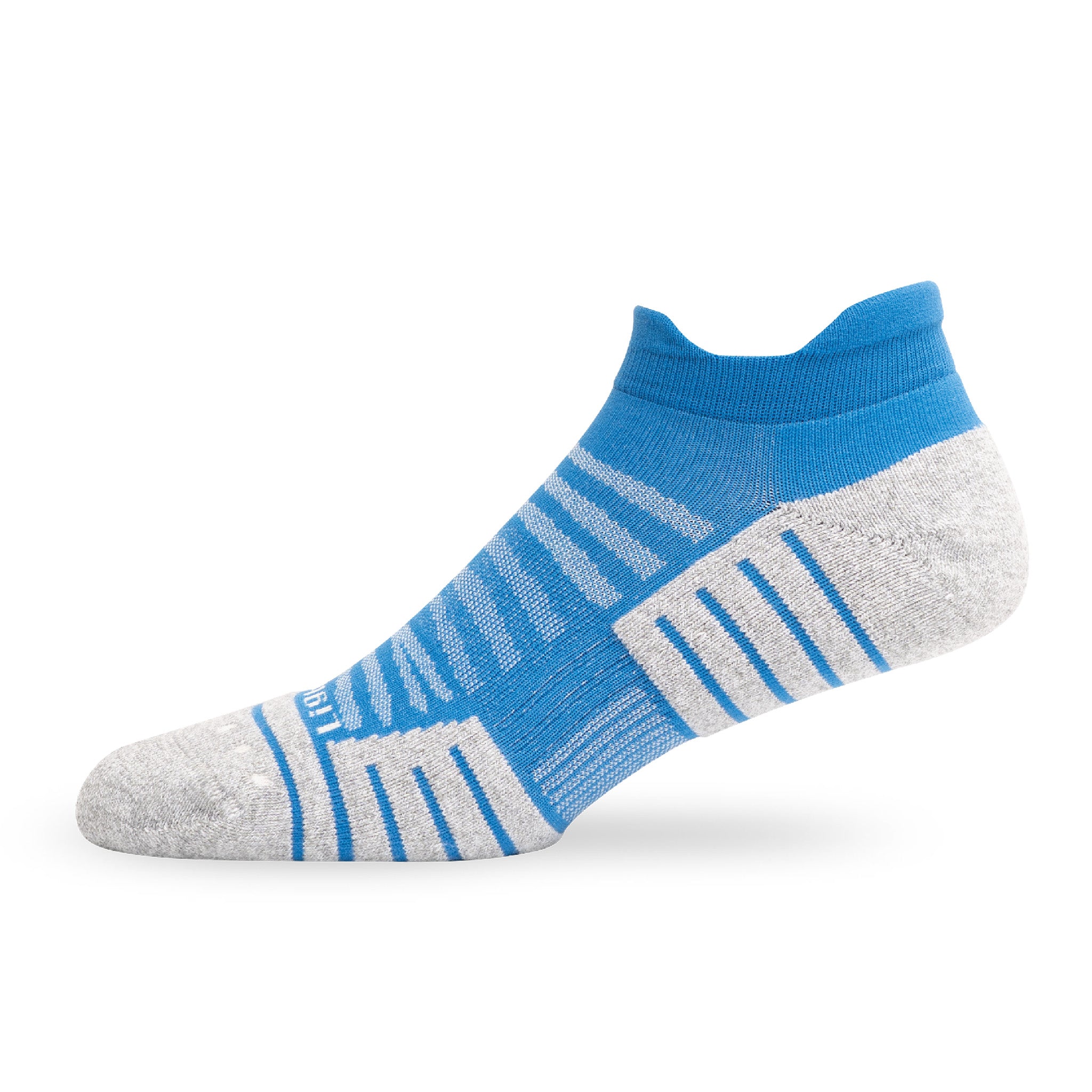 Side view of Lightfeet Performance Blue Ankle Sock