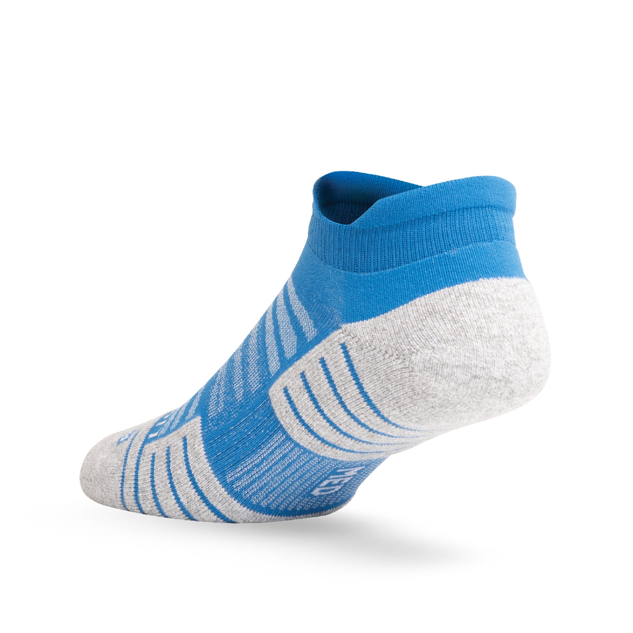 Heel view of Lightfeet Performance Blue Ankle Sock