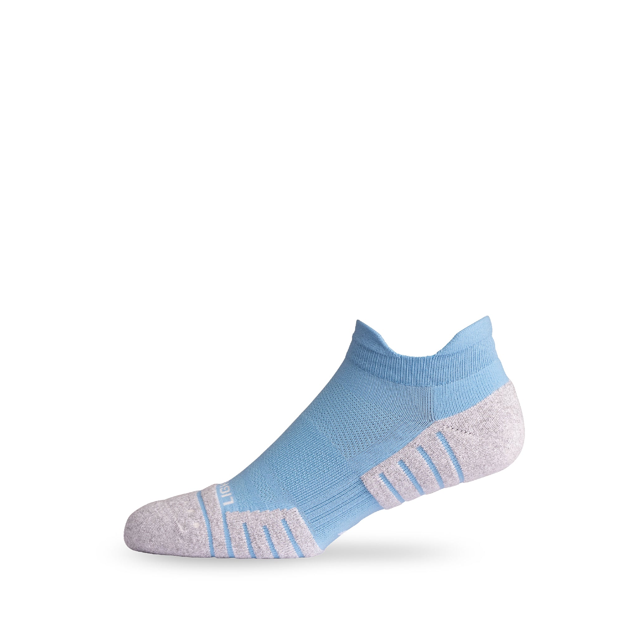 Side view of Lightfeet Performance Soft Blue Ankle Sock