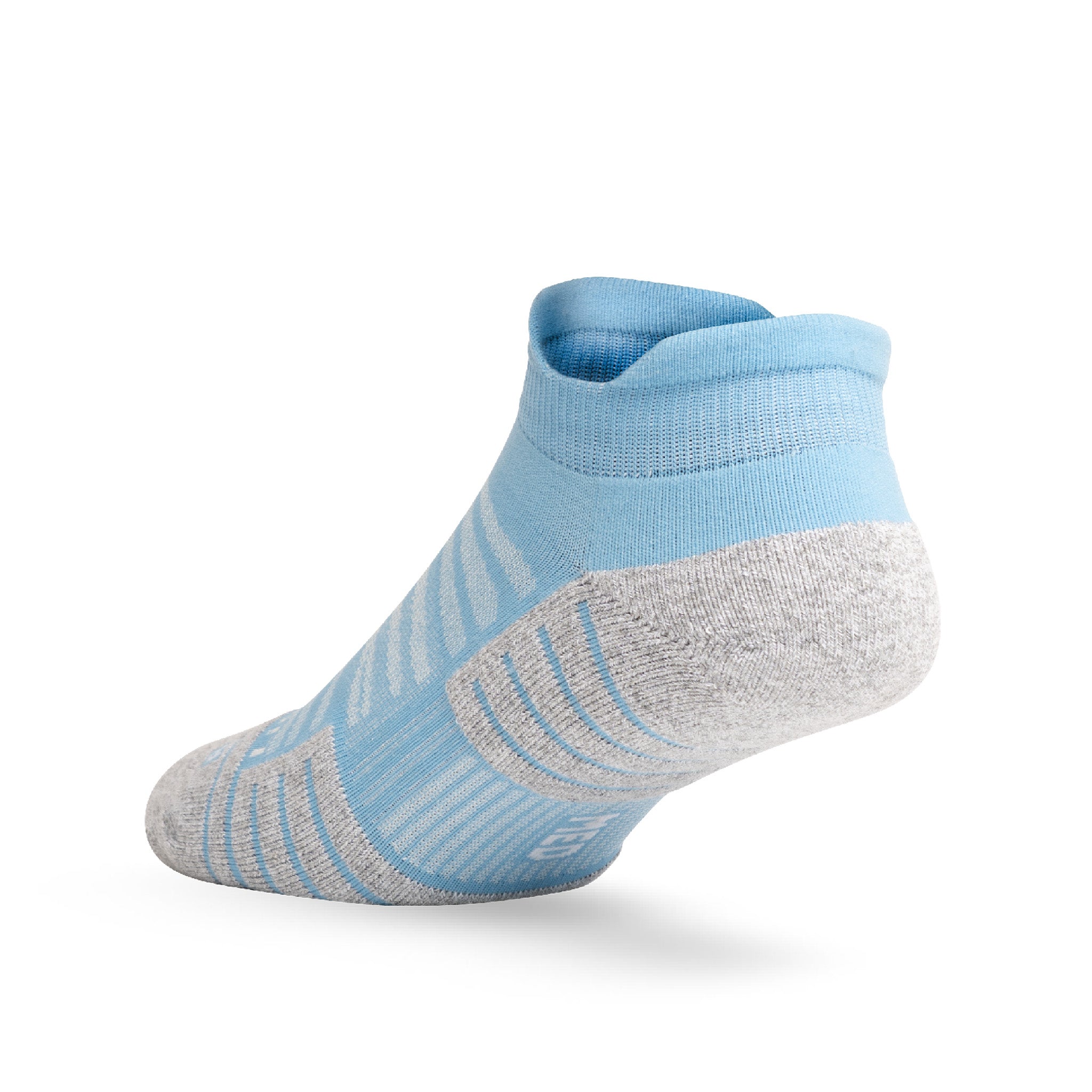 Heel view of Lightfeet Performance Soft Blue Ankle Sock