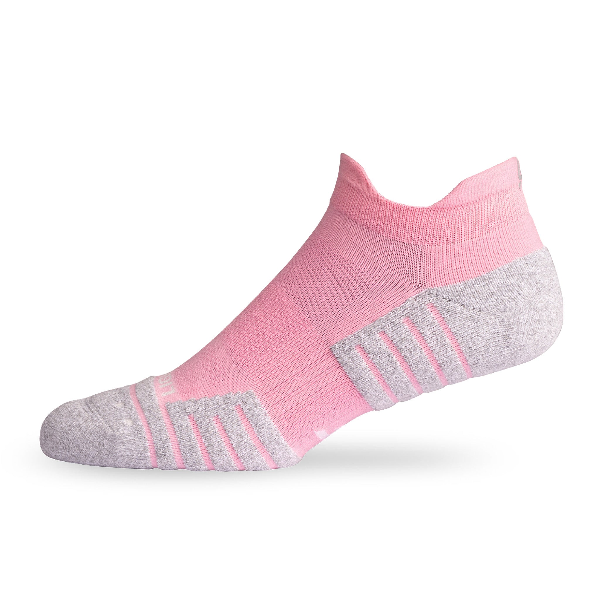 Heel view of Lightfeet Performance Soft Pink Ankle Sock