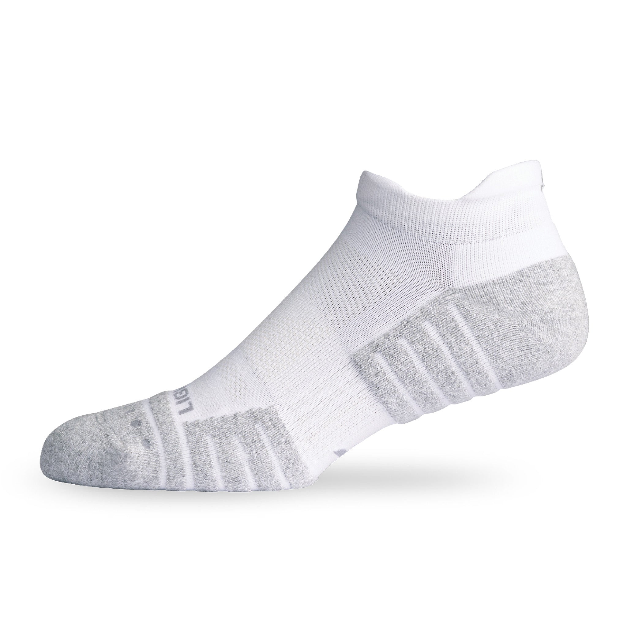 Side view of Lightfeet Performance White Ankle Sock