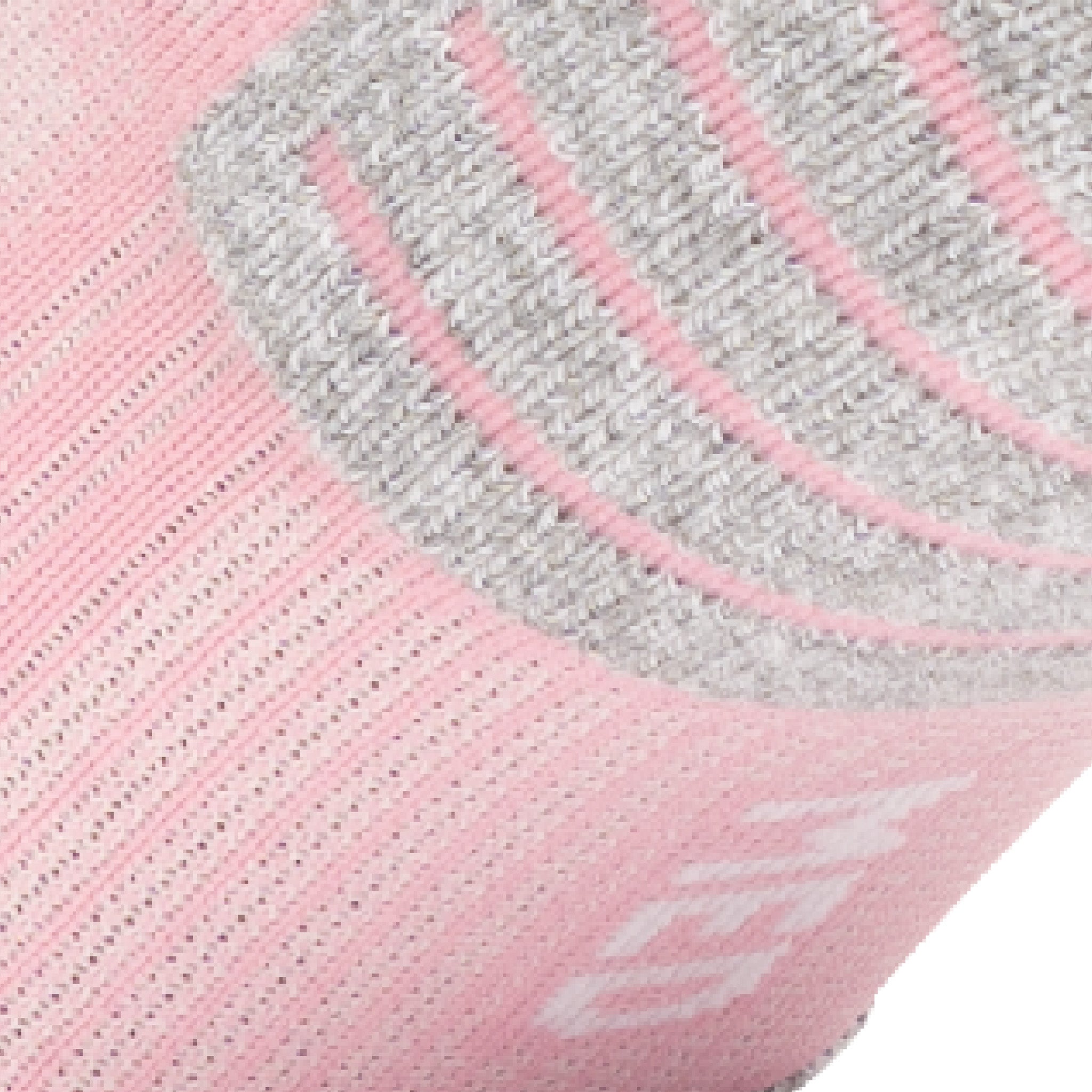 Close up view of elastic arch of Lightfeet Performance Soft Pink Half Crew Sock
