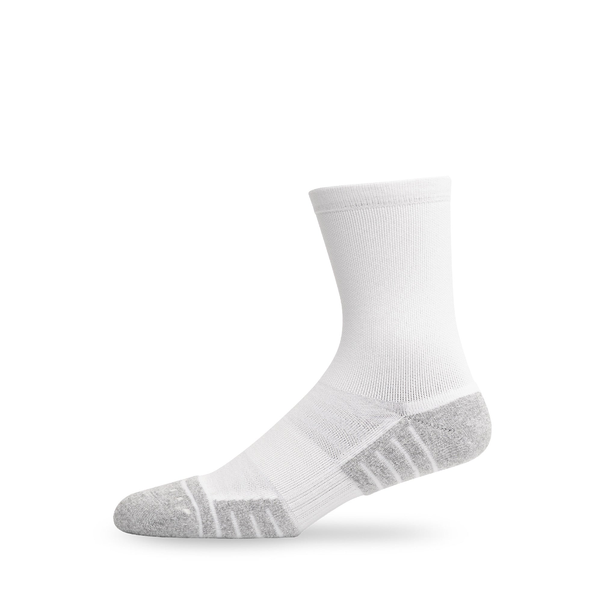 Side view of Lightfeet Performance White Half Crew Sock