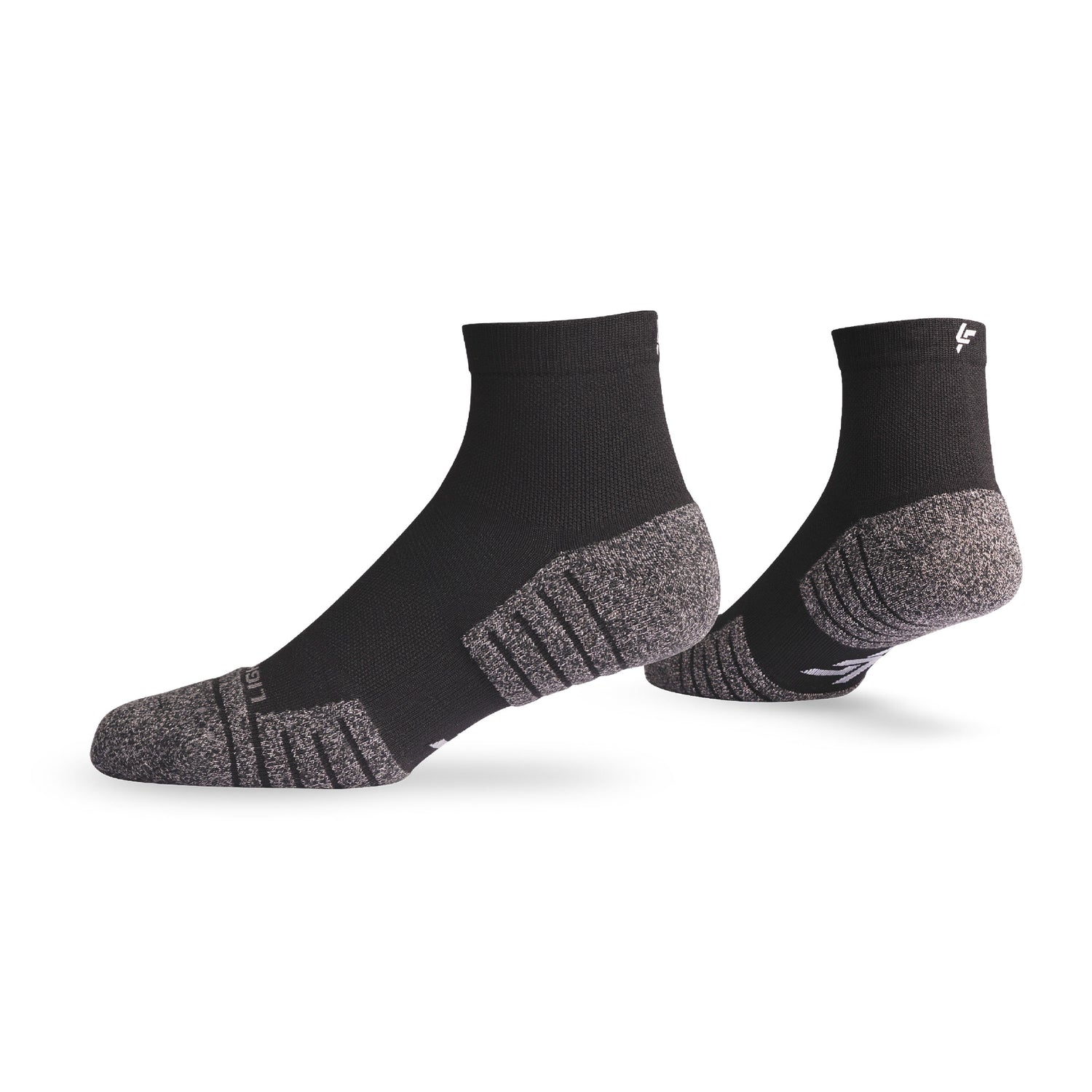 Pair of Lightfeet Performance Black Quarter Crew Socks
