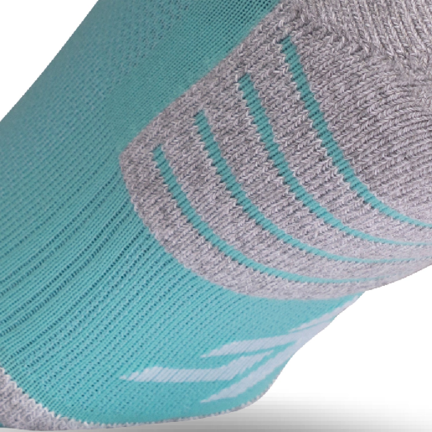 Close up view of elastic arch of Lightfeet Performance Mint Quarter Crew Sock