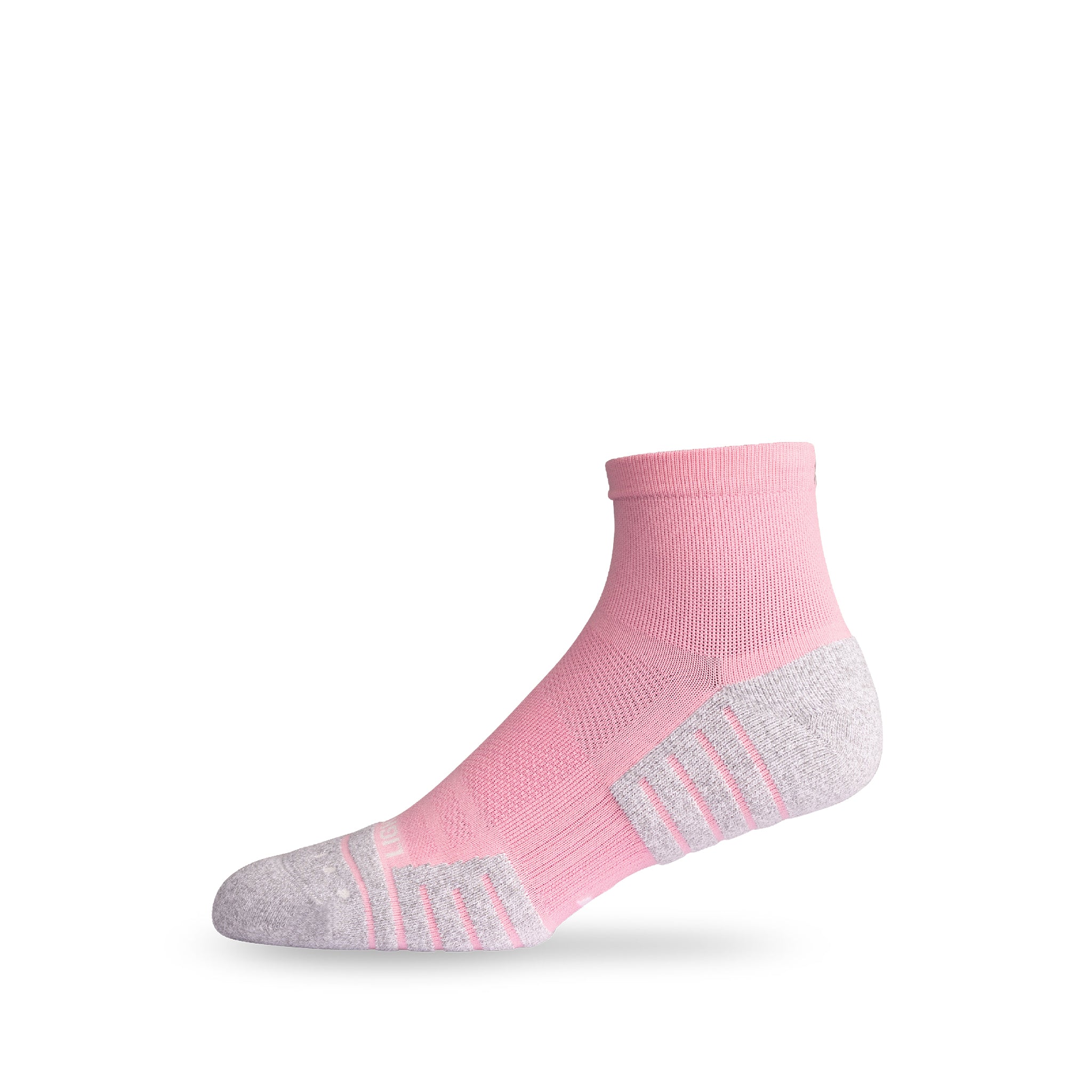 Side view of Lightfeet Performance Soft Pink Quarter Crew Sock