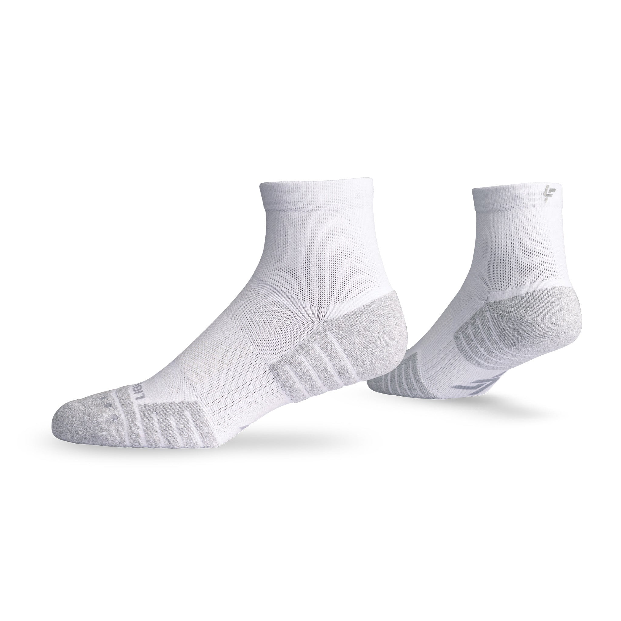 Pair of Lightfeet Performance White Quarter Crew Socks