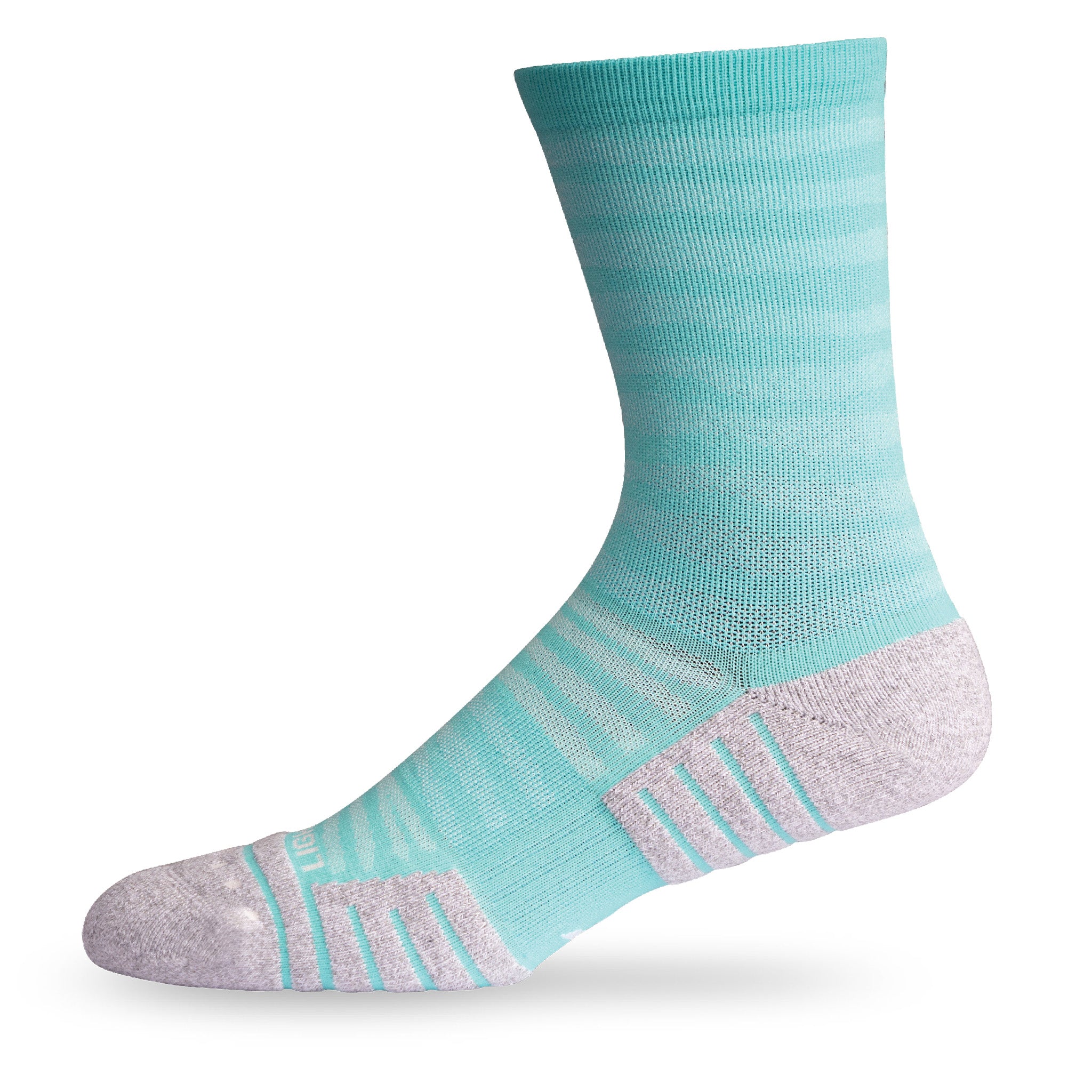 Side view of Lightfeet Performance Raster Mint Half Crew Sock