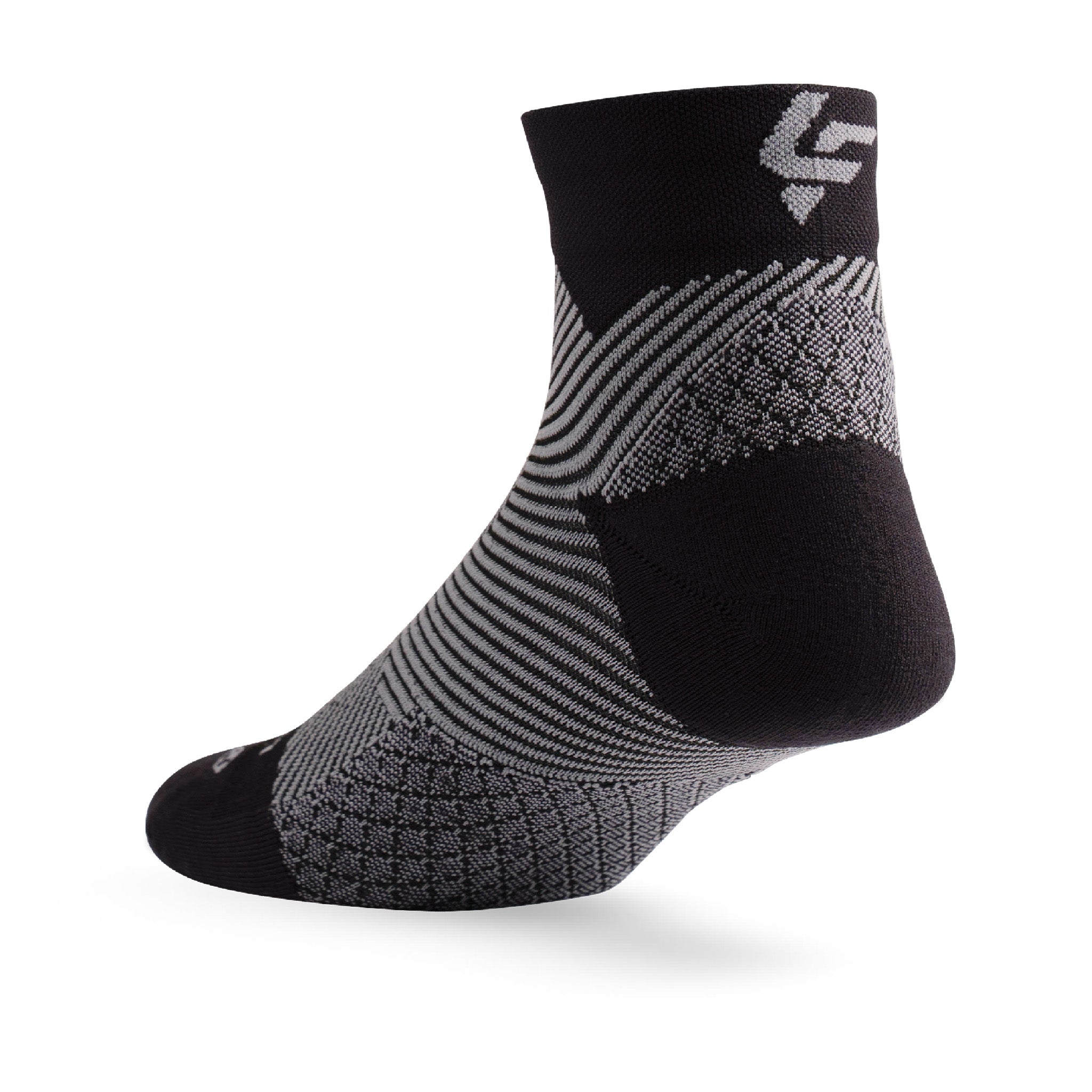 Heel view of Lightfeet Plantar Fasciitis Black Quarter Socks