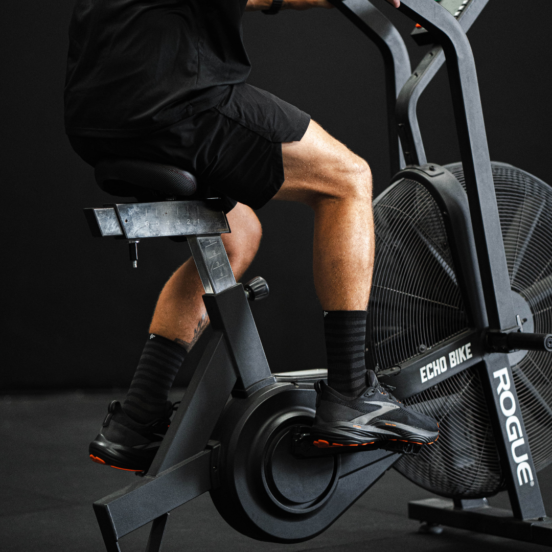 Image of person wearing Lightfeet Performance Raster Black Half Crew Socks