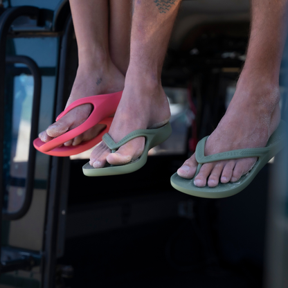 Person wearing Khaki Lightfeet Arch Support Thongs