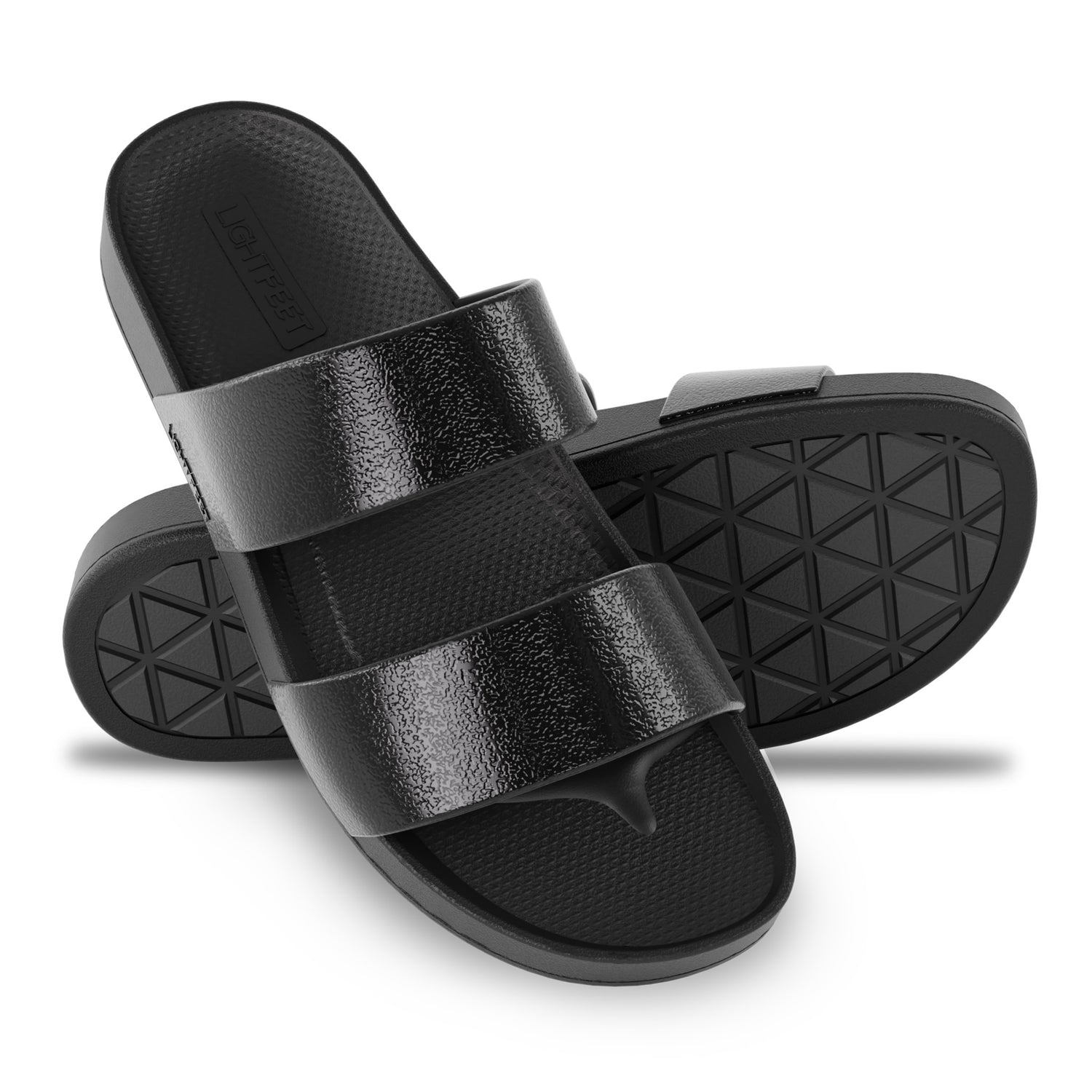 Black Shimmer - Double Strap Slides