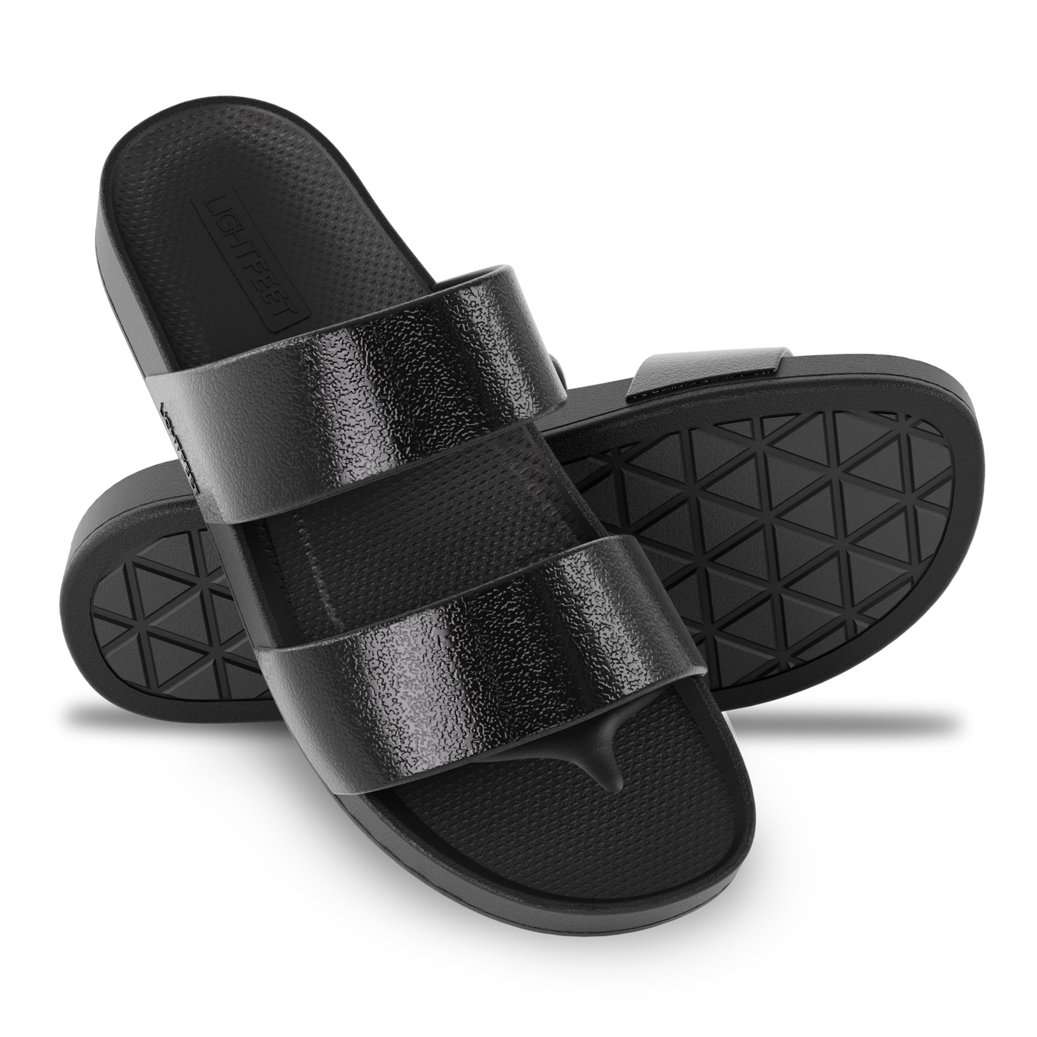 Black Shimmer - Double Strap Slides