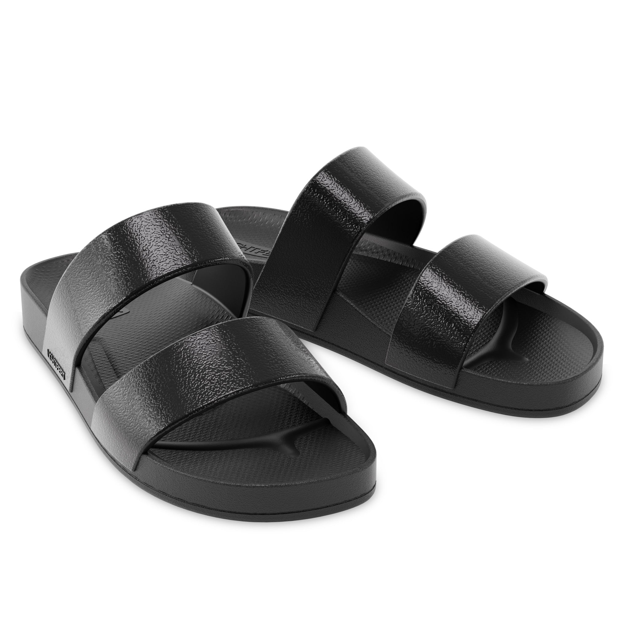 Black Shimmer - Double Strap Slides