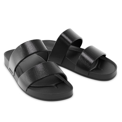 Black Shimmer - Double Strap Slides