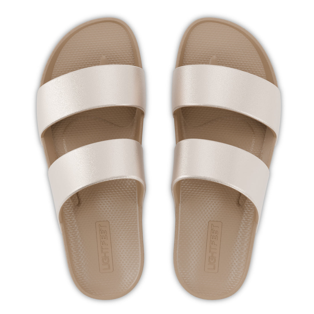 Latte Shimmer - Double Strap Slides