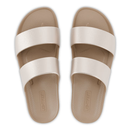 Latte Shimmer - Double Strap Slides