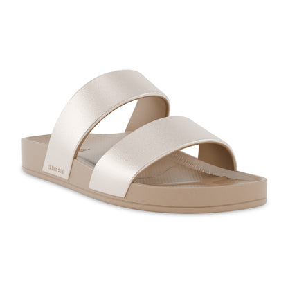 Latte Shimmer - Double Strap Slides