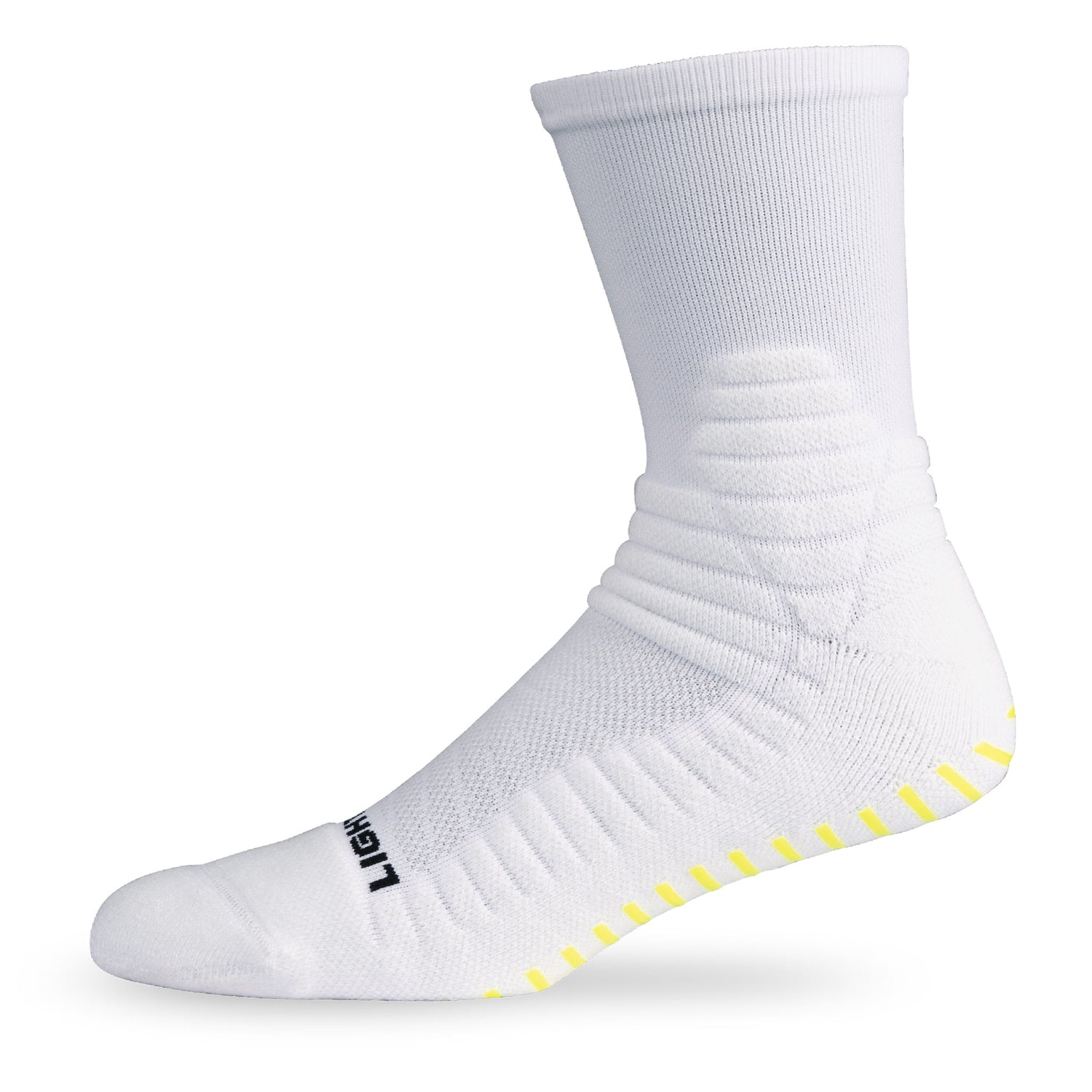 Side view of Lightfeet Netball White Half Crew Sock 