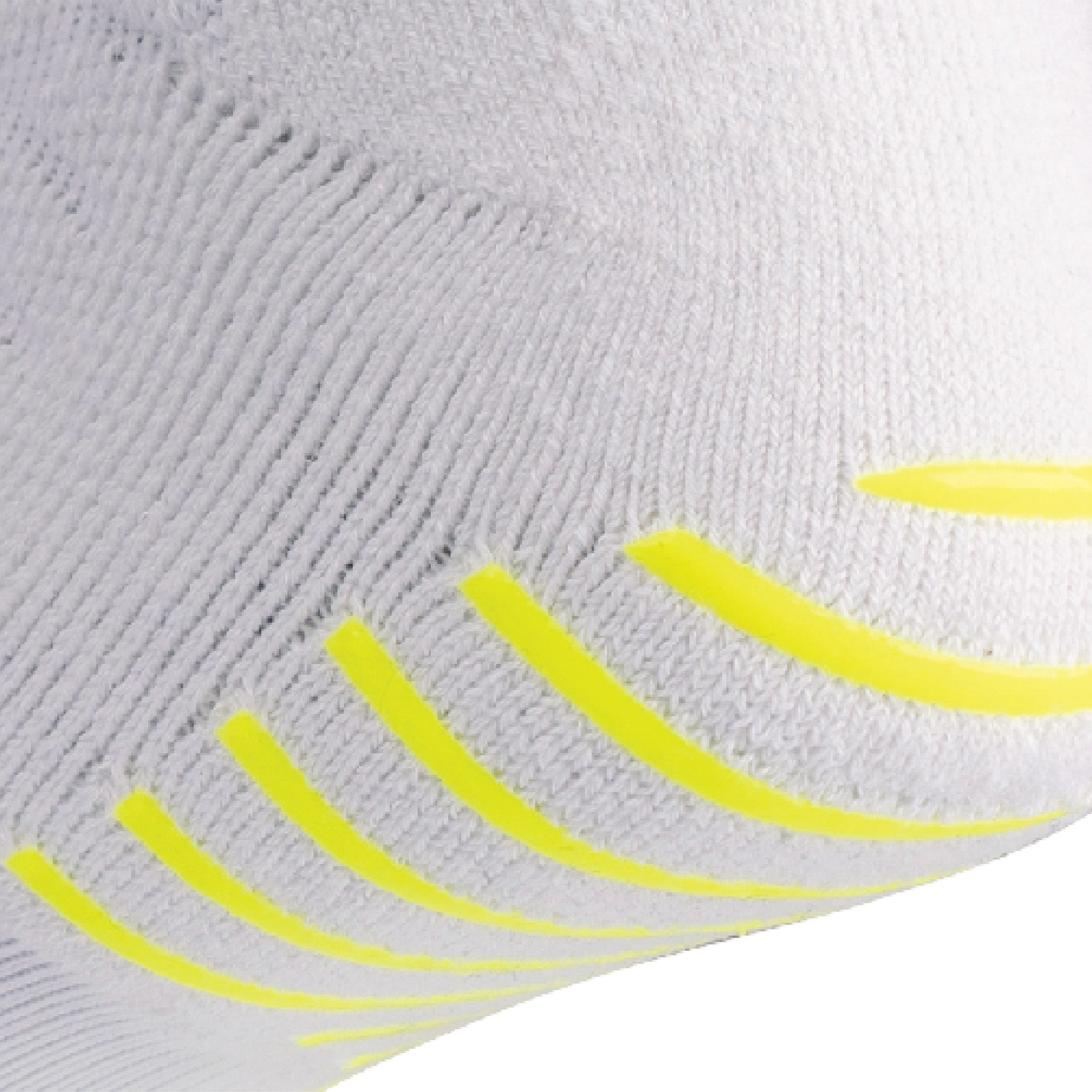 Close up view of grip strips on Lightfeet Netball White Half Crew Sock 