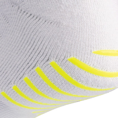 Close up view of grip strips on Lightfeet Netball White Half Crew Sock 
