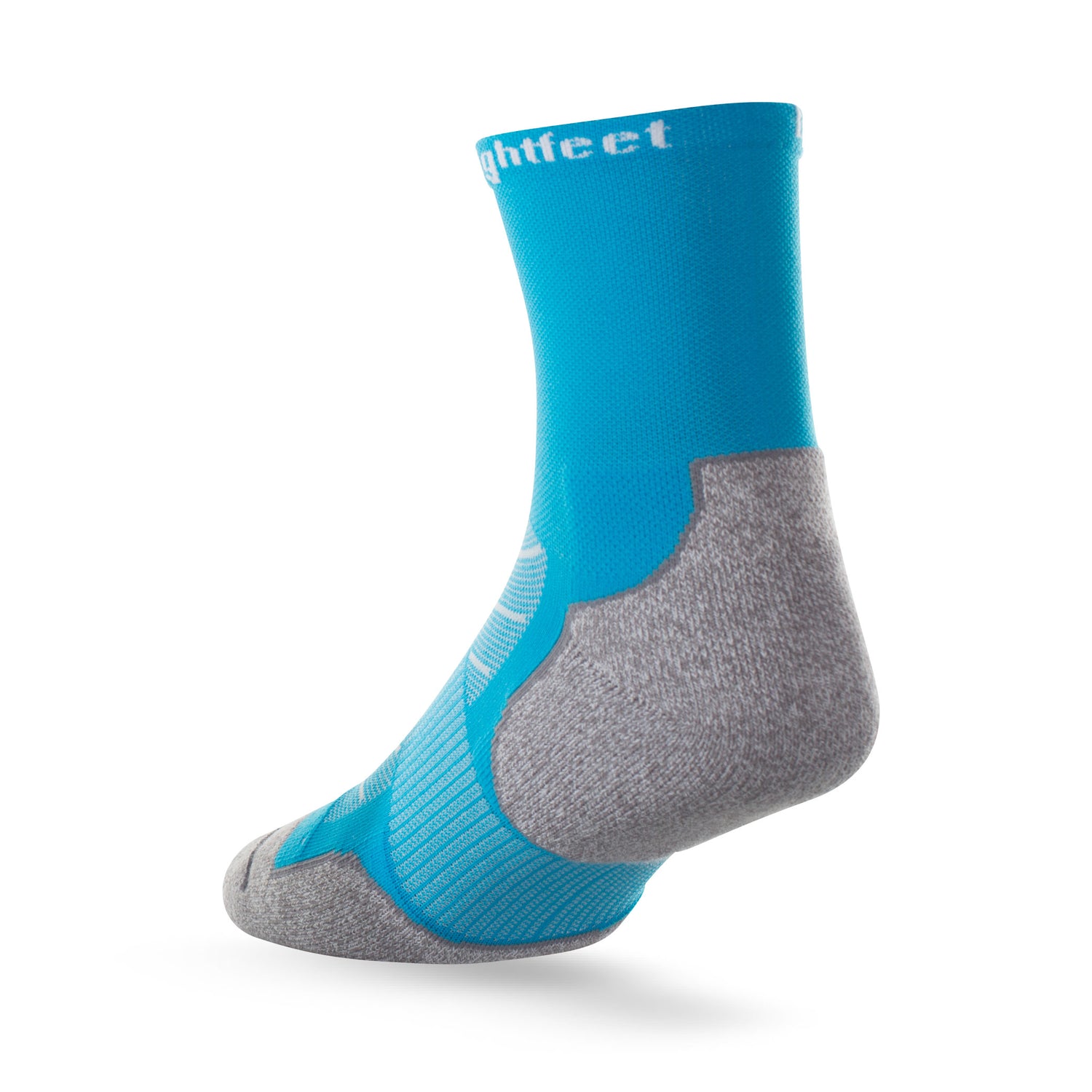 Heel view of Lightfeet Evolution Aqua Half Crew Sock 