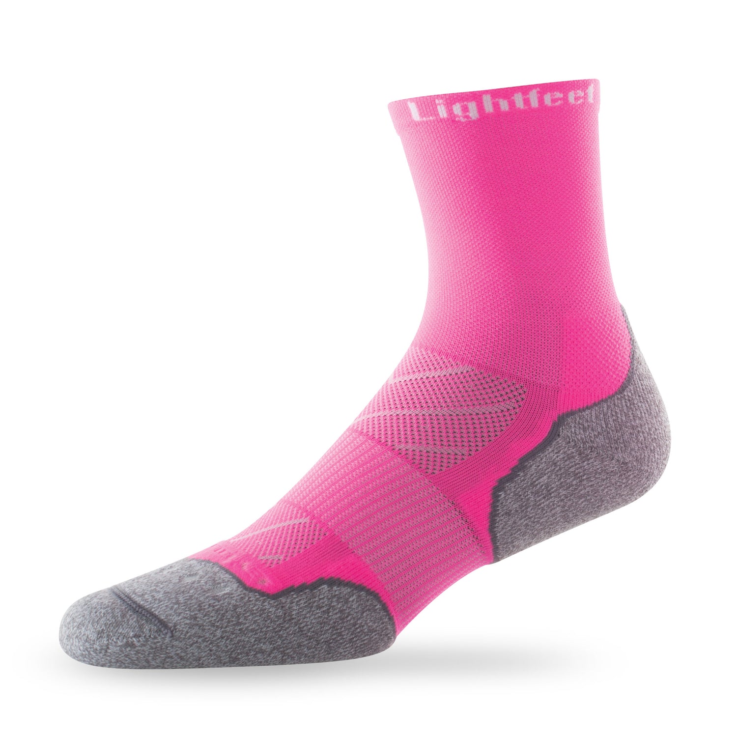 Side view of Lightfeet Evolution Fluro Pink Half Crew Sock 