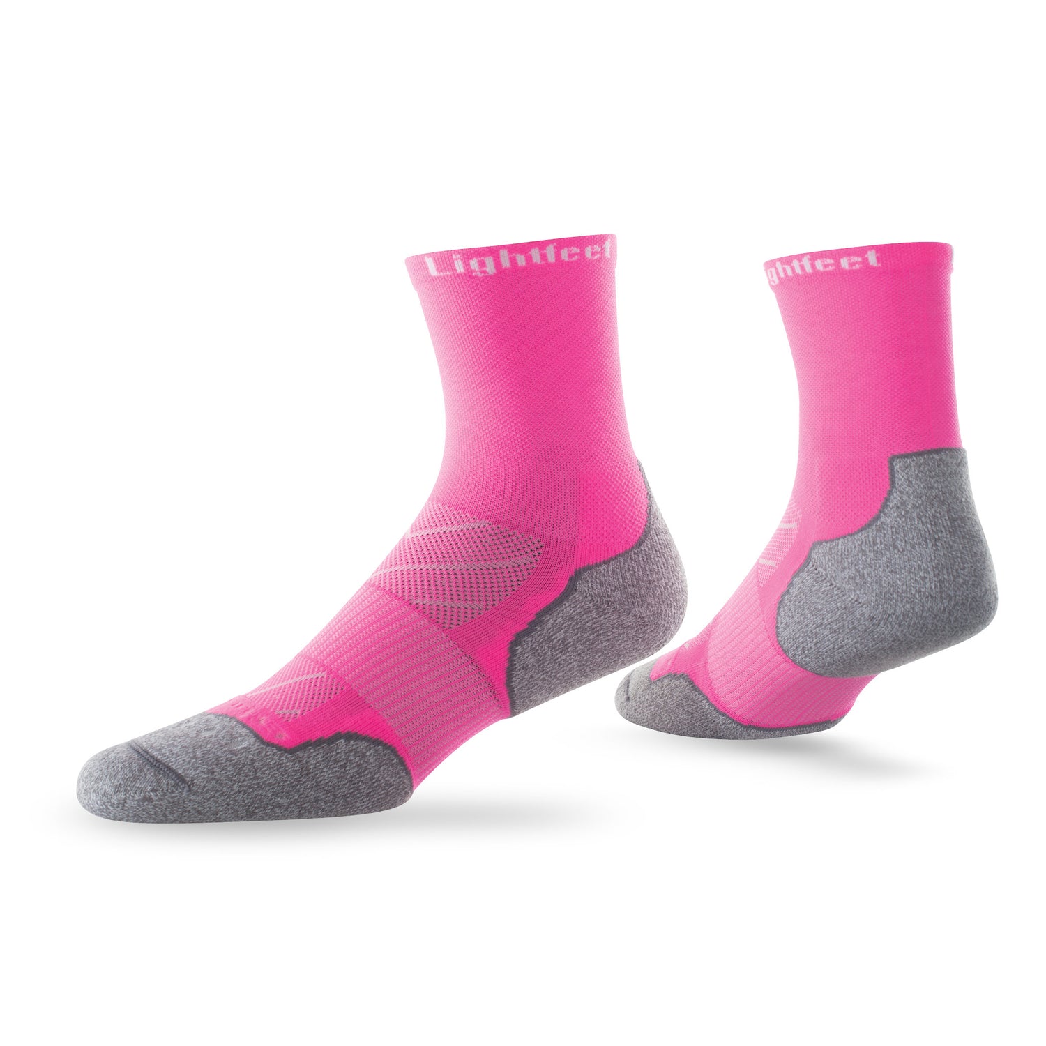 Pair of Lightfeet Evolution Fluro Pink Half Crew Socks 