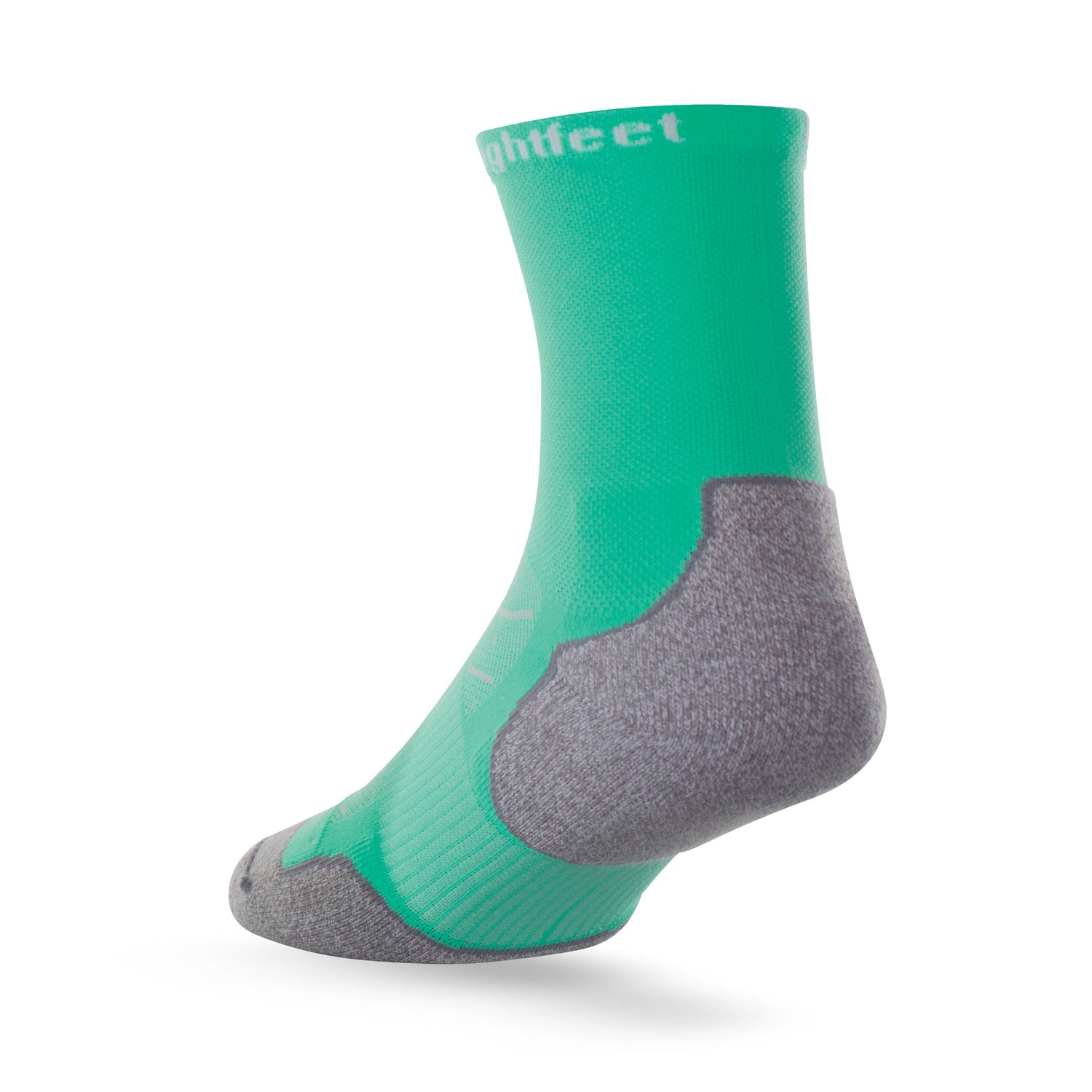 Heel view of Lightfeet Evolution Mint Half Crew Sock 
