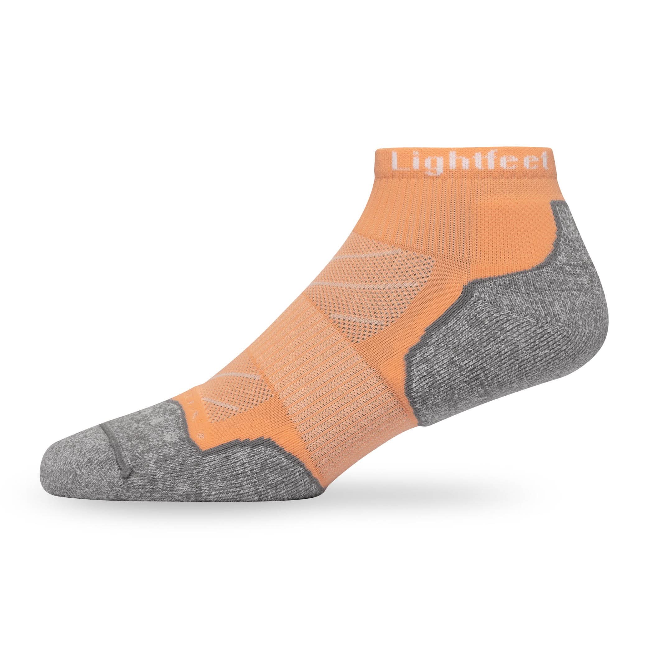 Side view of Lightfeet Evolution Peach Mini Crew Performance Running Sock 