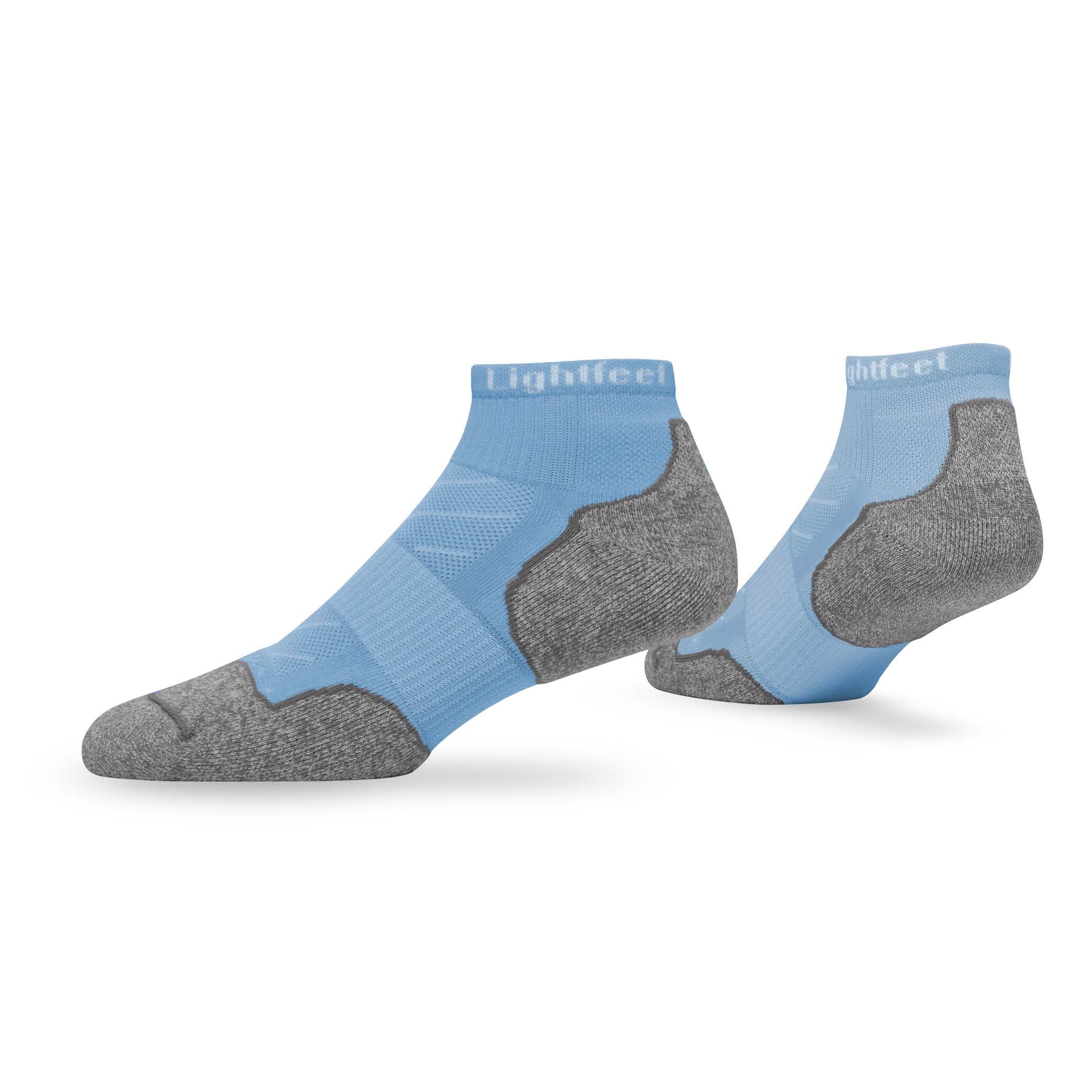 Pair of Lightfeet Evolution Sky Blue Mini Crew Performance Running Socks 