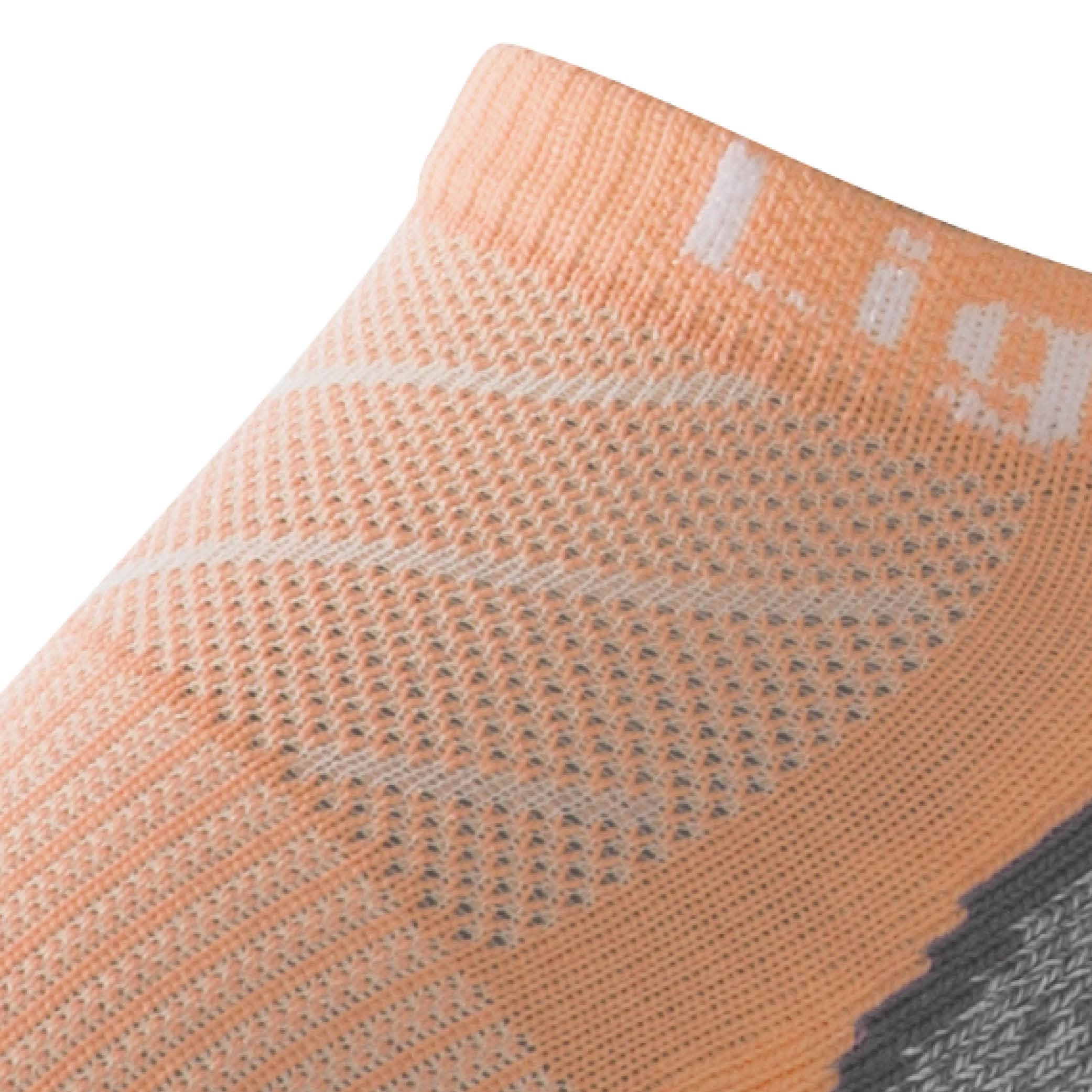 Close up view of mesh on Lightfeet Evolution Peach Mini Performance Running Sock 