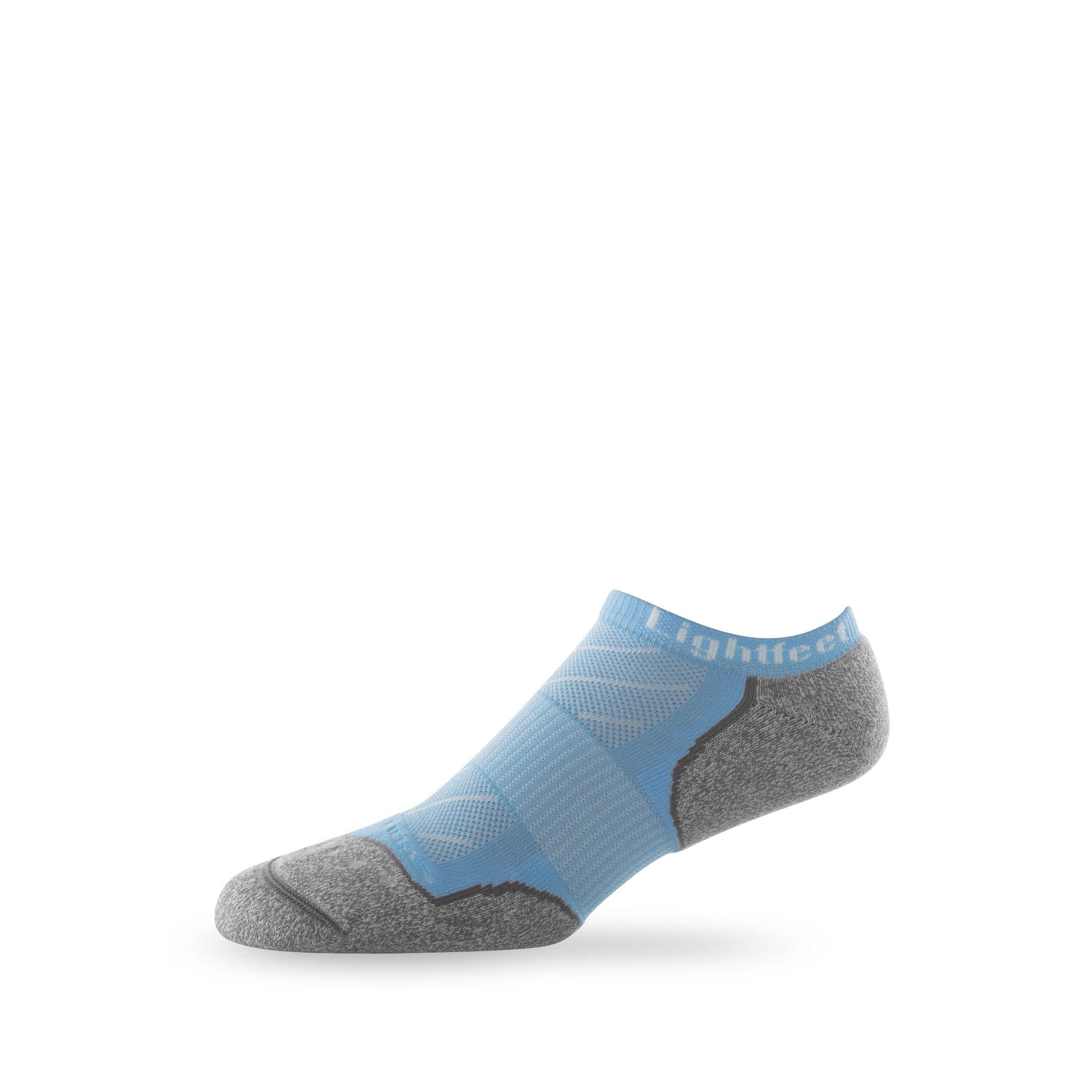 Side view of Lightfeet Evolution Sky Blue Mini Performance Running Sock 