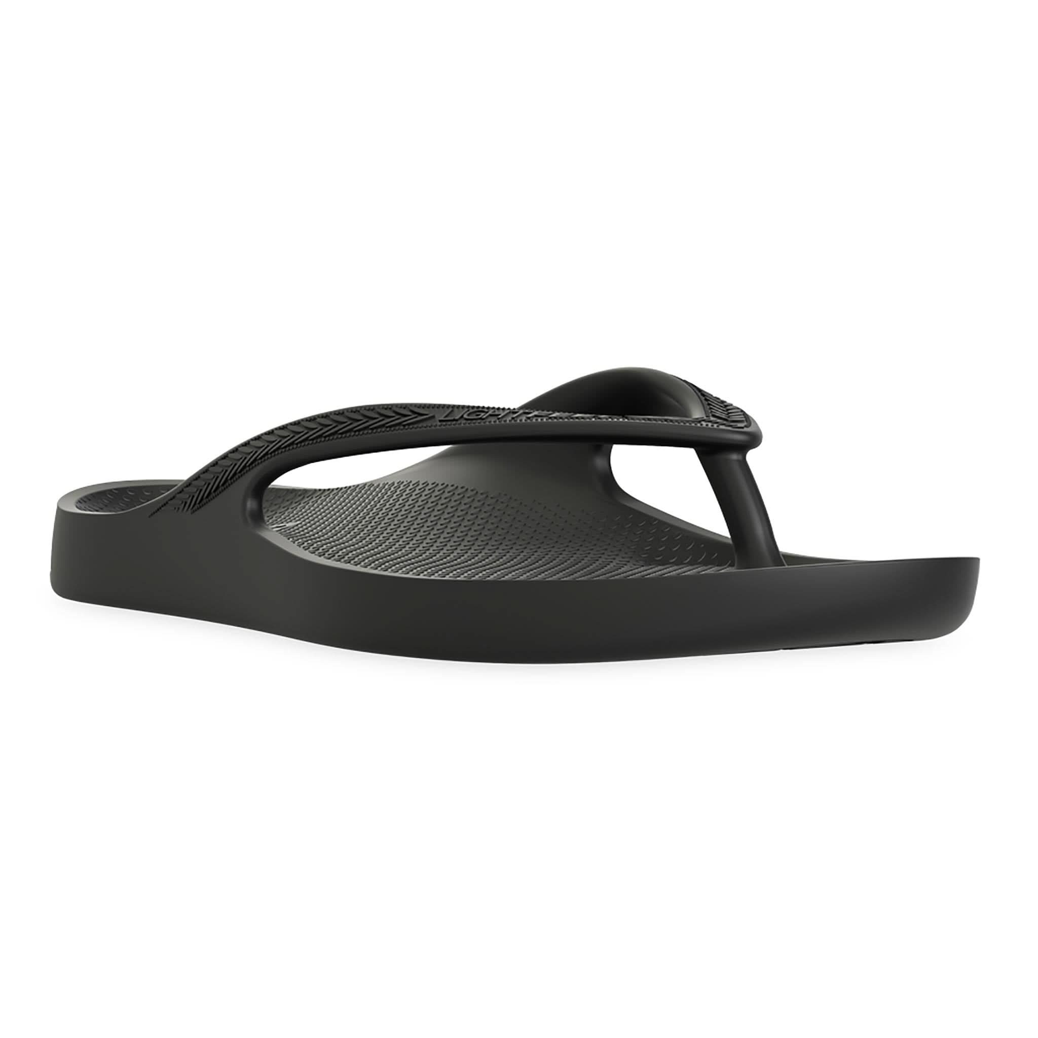 Shop Black Arch Support Thongs Black Flip Flops Lightfeet Lightfeet AU