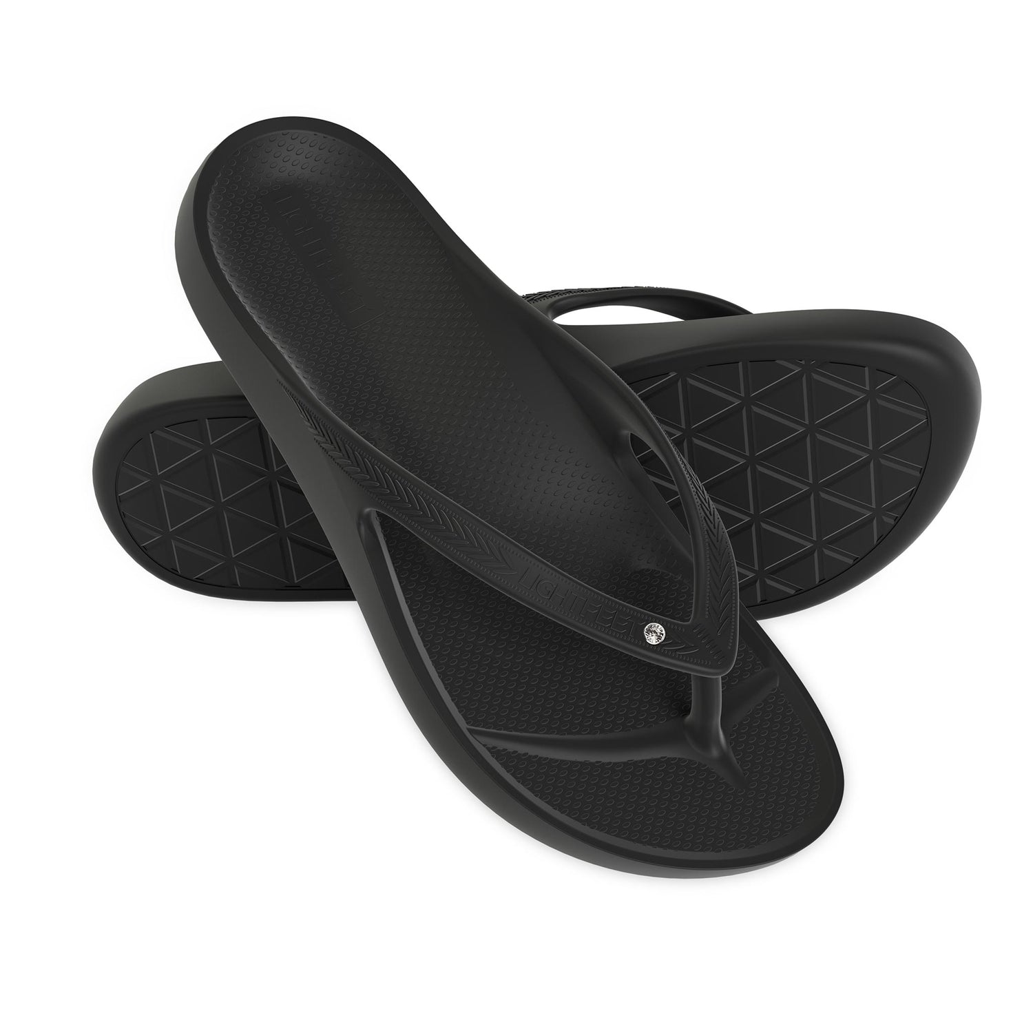 Lightfeet Arch Support Thongs in Black with Diamante