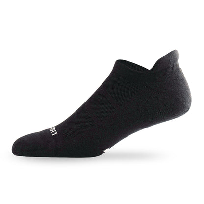 Side view of Lightfeet Comfort Black Ankle Socks 