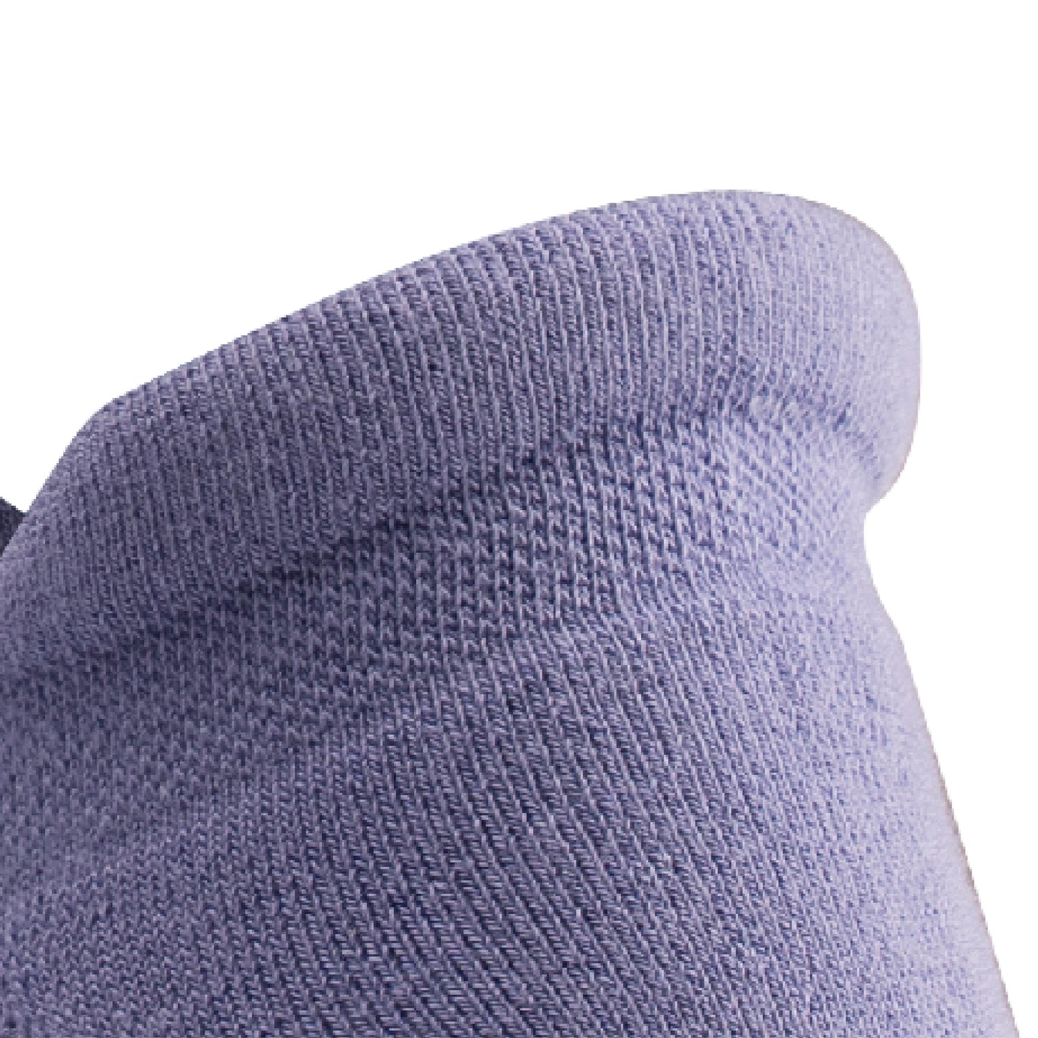 Close up view of comfort heel padding of Lightfeet Comfort Purple Ankle Socks 