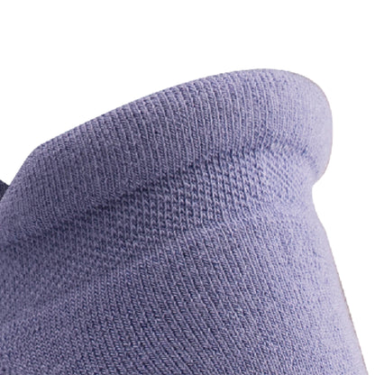 Close up view of comfort heel padding of Lightfeet Comfort Purple Ankle Socks 