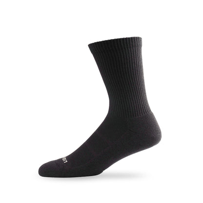 Side view of Lightfeet Comfort Black Crew Socks 