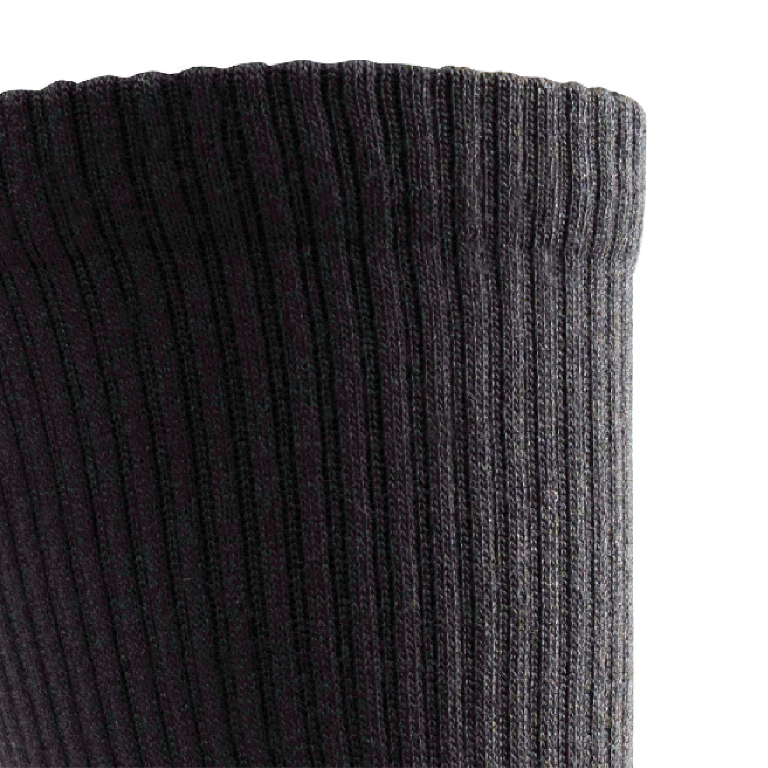 Close up view of cuff of Lightfeet Comfort Black Crew Socks 