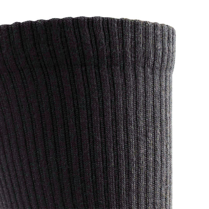 Close up view of cuff of Lightfeet Comfort Black Crew Socks 