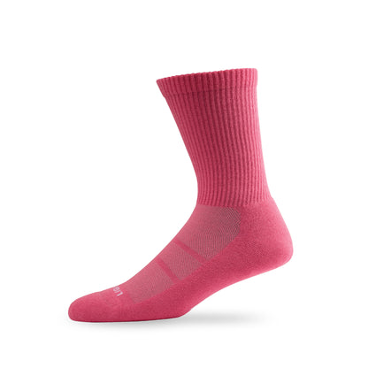 Side view of Lightfeet Comfort Pink Crew Socks 