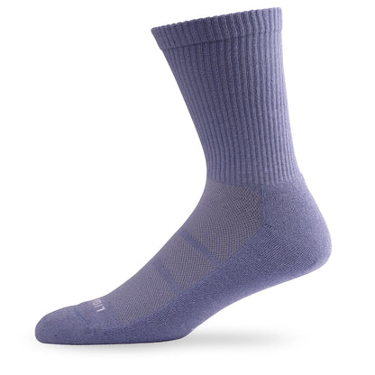 Side view of Lightfeet Comfort Purple Crew Socks 