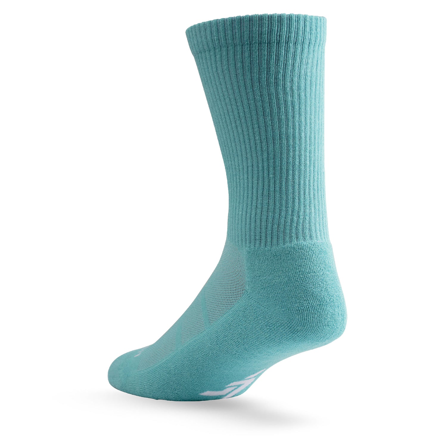 Heel view of Lightfeet Comfort Teal Crew Socks 