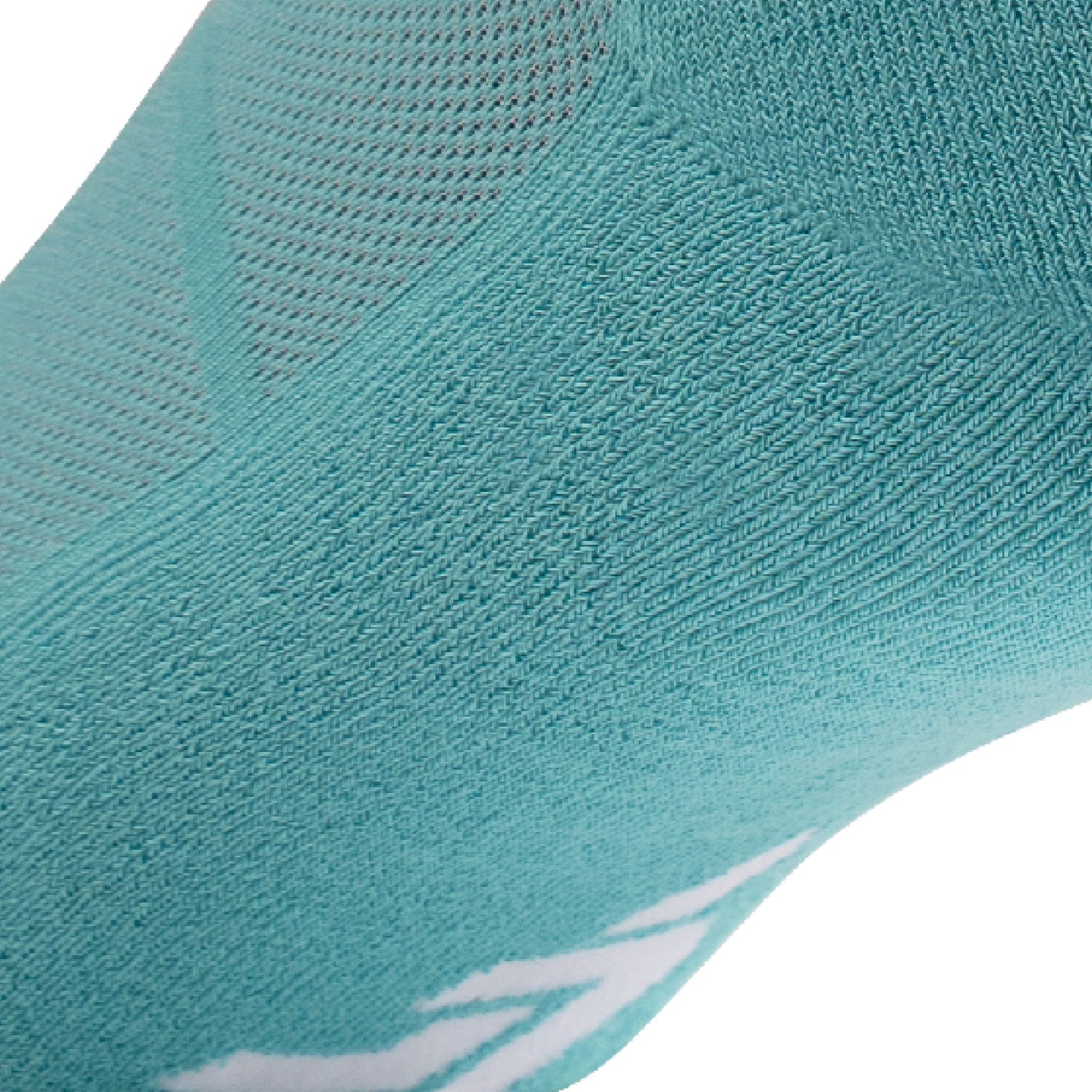 Close up view of cushion padding of Lightfeet Comfort Teal Crew Socks 