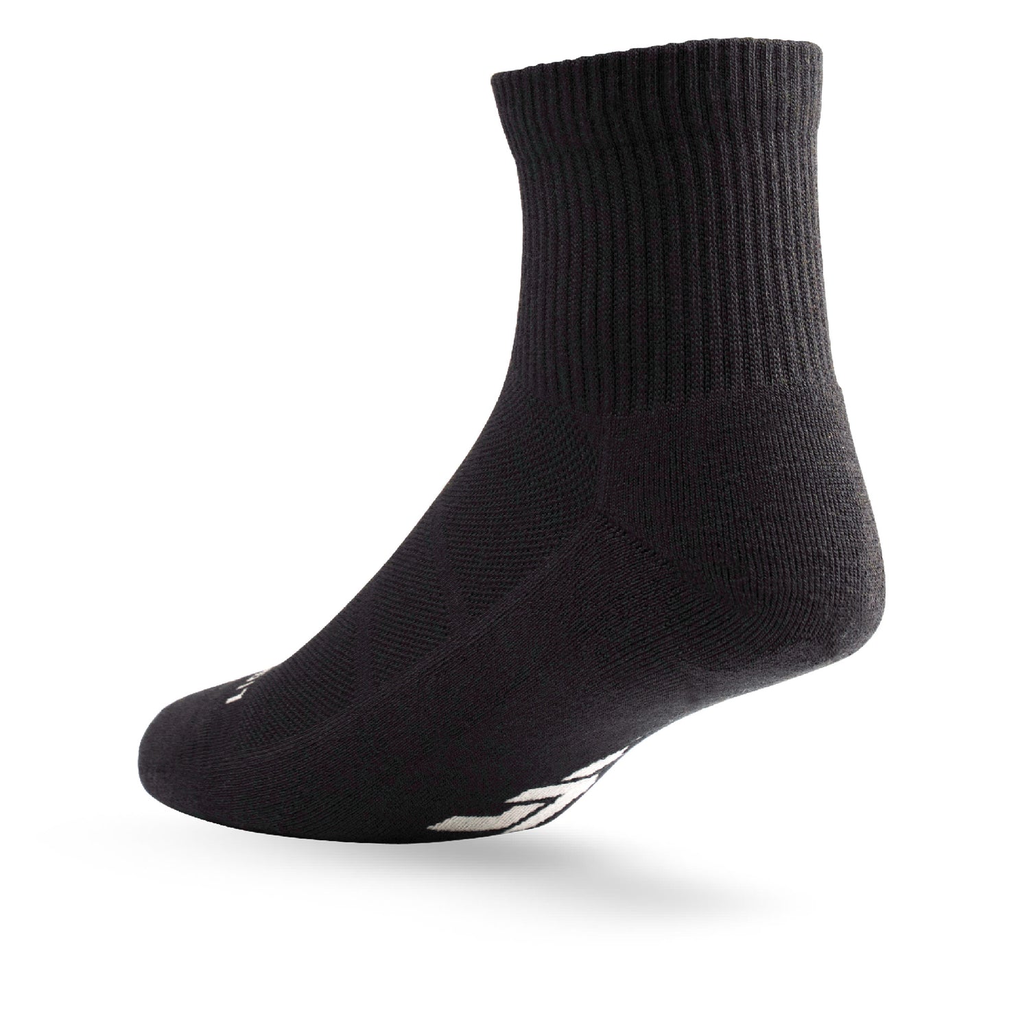 Heel view of Lightfeet Comfort Black Quarter Socks 