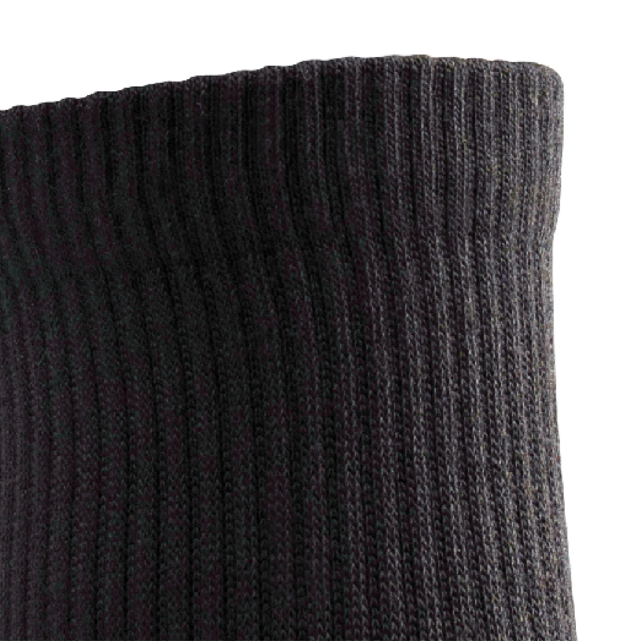 Close up view of cuff of Lightfeet Comfort Black Quarter Socks 